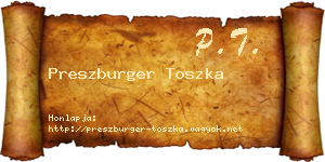 Preszburger Toszka névjegykártya